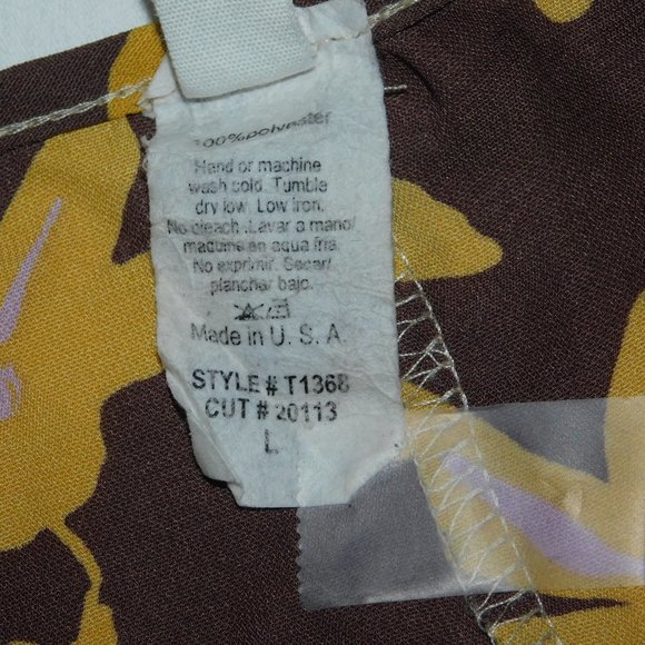 Crepas Tunic Top Brown & Yellow Flowers Lily's - Picture 8 of 8